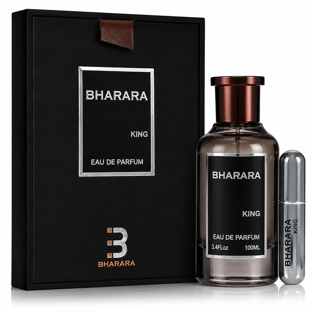Bharara King Eau de Parfum – 100ml / 3.4 Fl. Oz. Men’s Fragrance with Travel Atomizer