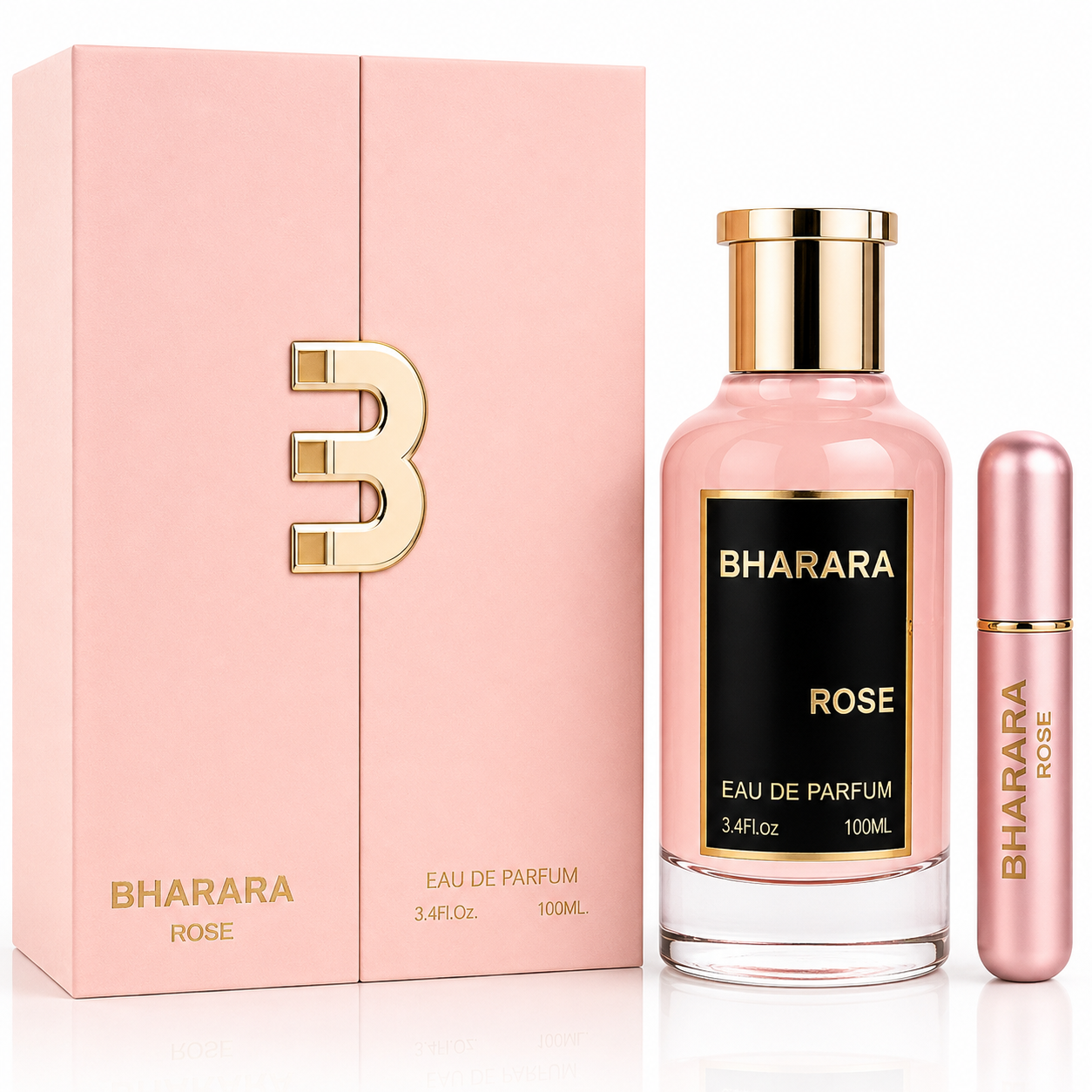Bharara Rose Eau de Parfum – 100ml / 3.4 Fl. Oz. Women’s Fragrance with Travel Atomizer
