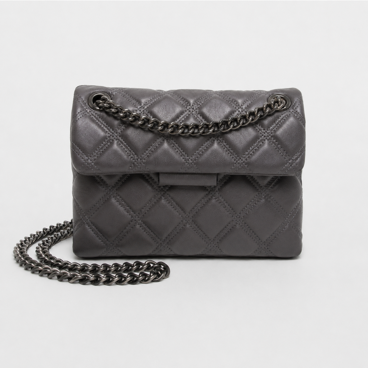 Vamtron Quilted Chain Shoulder Bag for Women – Dark Gray