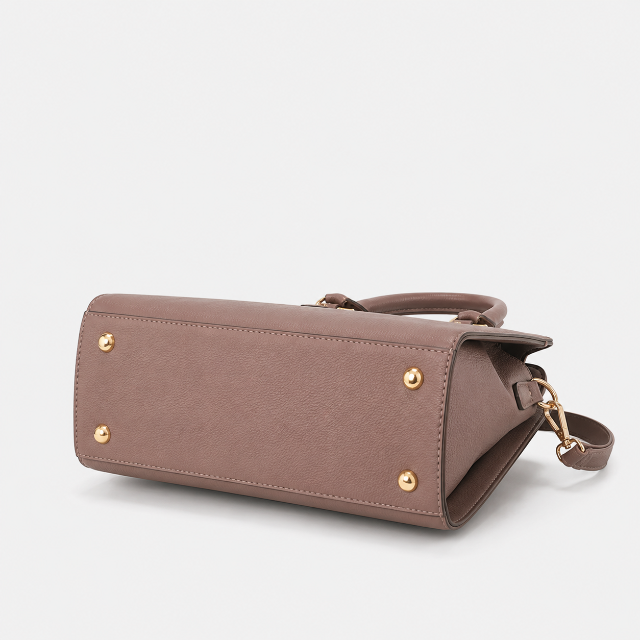 Vamtron Structured Top Handle Satchel Bag with Shoulder Strap – Taupe