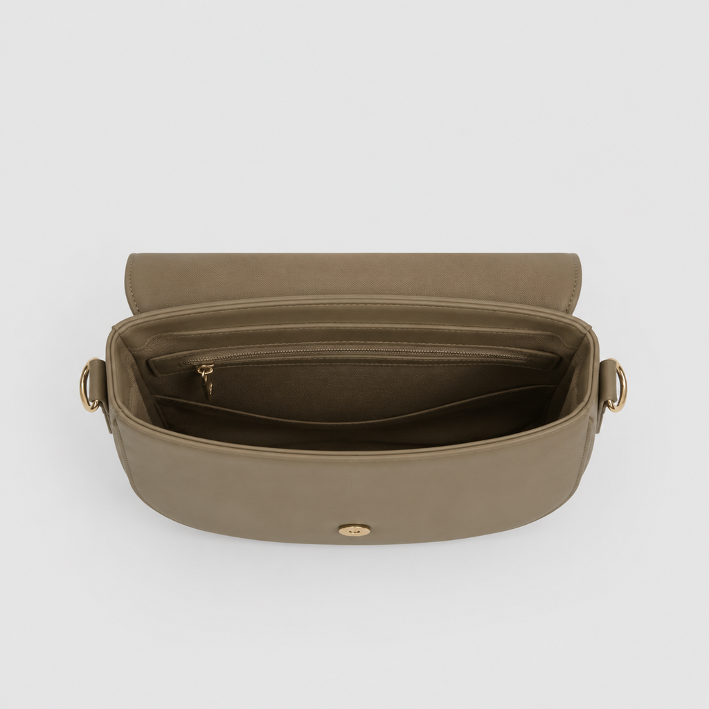 Vamtron Taupe Saddle Crossbody Bag